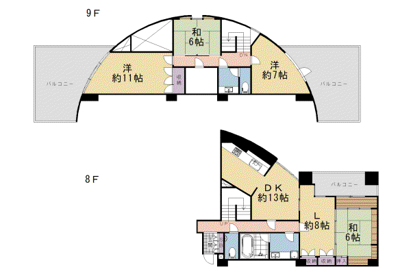 京都市烏丸線 丸太町駅(京都市営) 徒歩7分 9階建 築36年(4LDK/8階)の間取り写真