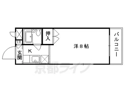 山陰本線 花園駅(京都) 徒歩8分 4階建 築42年(1K/3階)の間取り写真