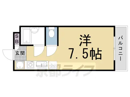 山陰本線 花園駅(京都) 徒歩8分 4階建 築42年(1K/2階)の間取り写真