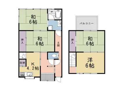 阪急電鉄京都線 東向日駅 徒歩15分 2階建 築60年(4K)の間取り写真