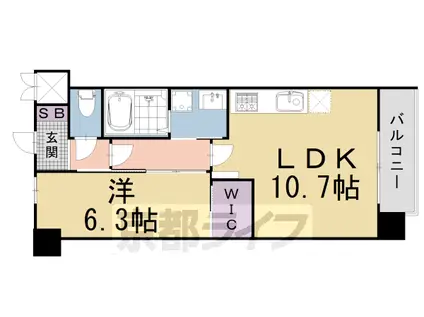 京都市東西線 京都市役所前駅 徒歩5分 5階建 築4年(1LDK/3階)の間取り写真