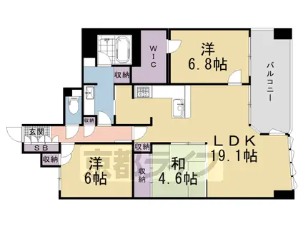 京都市東西線 京都市役所前駅 徒歩1分 14階建 築22年(3LDK/12階)の間取り写真