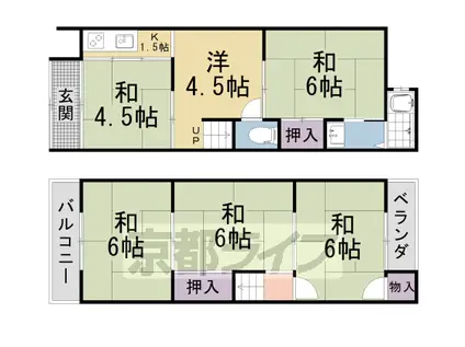 京都市東西線 東野駅(京都) 徒歩12分 2階建 築51年(6K)の間取り写真
