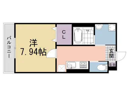 近鉄京都線 伊勢田駅 徒歩7分 3階建 新築(1K/2階)の間取り写真