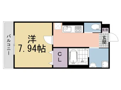 近鉄京都線 伊勢田駅 徒歩7分 3階建 新築(1K/1階)の間取り写真