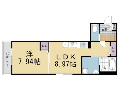 近鉄京都線 伊勢田駅 徒歩7分 3階建 新築(1LDK/1階)の間取り写真