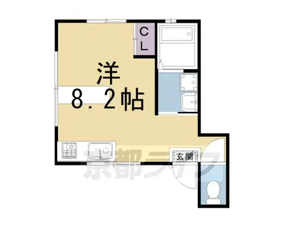 京都市烏丸線 北大路駅 徒歩28分 2階建 築101年(ワンルーム/1階)の間取り写真