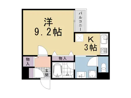 阪急電鉄京都線 桂駅 徒歩6分 3階建 築21年(1K/1階)の間取り写真