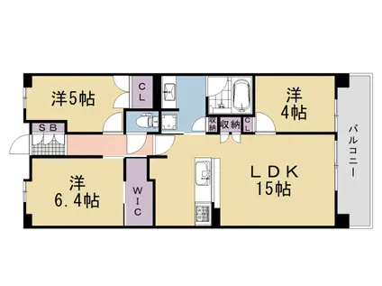 東海道本線 島本駅 徒歩3分 15階建 築1年(3LDK/3階)の間取り写真