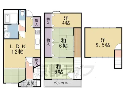 京福北野線 北野白梅町駅 徒歩13分 2階建 築67年(3LDK)の間取り写真
