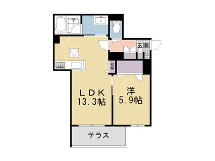 片町線 長尾駅(大阪) 徒歩3分 3階建 新築(1LDK/1階)の間取り写真