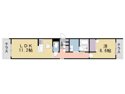 片町線 長尾駅(大阪) 徒歩3分 3階建 新築(1LDK/1階)の間取り写真