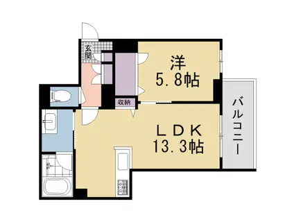 片町線 長尾駅(大阪) 徒歩3分 3階建 新築(1LDK/2階)の間取り写真