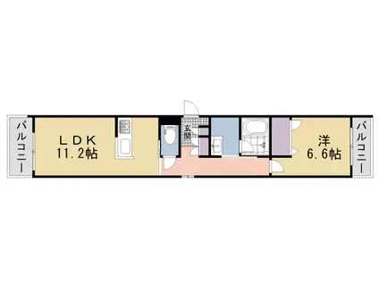 片町線 長尾駅(大阪) 徒歩3分 3階建 新築(1LDK/3階)の間取り写真