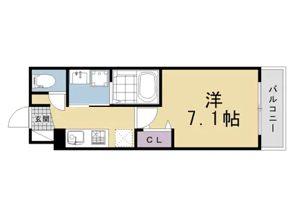 京都市烏丸線 北大路駅 徒歩25分 3階建 新築(1K/2階)の間取り写真