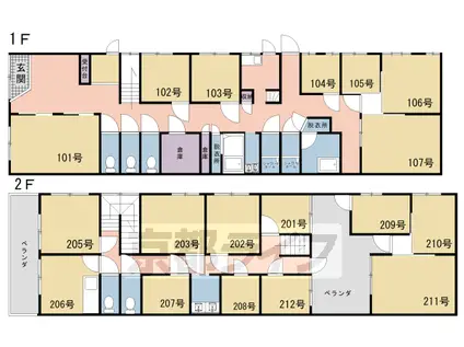 京阪電気鉄道京阪線 七条駅 徒歩3分 2階建 築46年(ワンルーム/1階)の間取り写真
