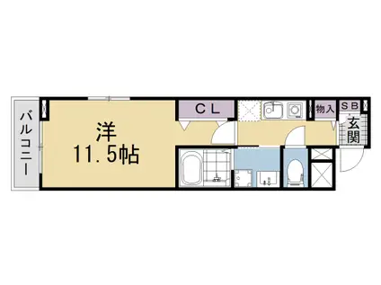 東海道本線 西大路駅 徒歩12分 3階建 新築(1K/1階)の間取り写真