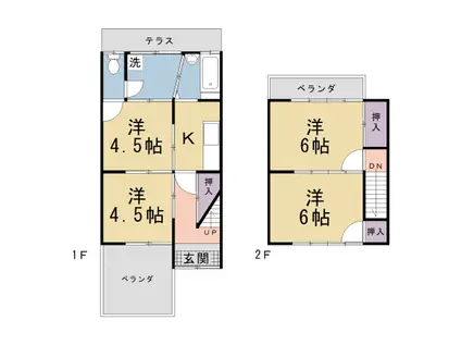 京都市東西線 椥辻駅 徒歩2分 2階建 築56年(4K)の間取り写真