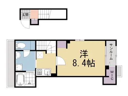 近鉄京都線 久津川駅 徒歩3分 3階建 新築(1K/2階)の間取り写真