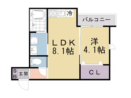 THE RESIDENCE KYOTO HIGASINO(1LDK/1階)の間取り写真