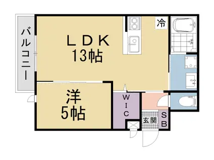 THE RESIDENCE KYOTO HIGASINO(1LDK/1階)の間取り写真