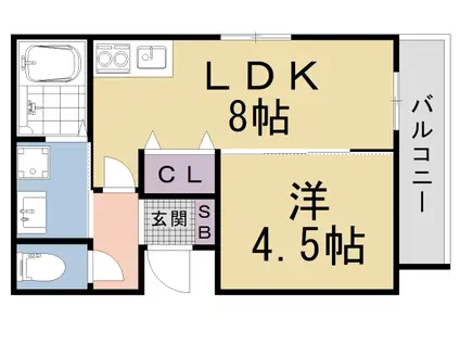 THE RESIDENCE KYOTO HIGASINO(1LDK/3階)の間取り写真