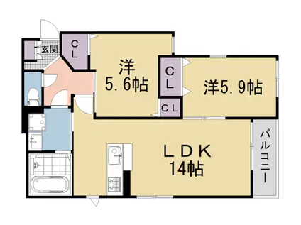 京阪電気鉄道鴨東線 神宮丸太町駅 徒歩8分 3階建 新築(2LDK/1階)の間取り写真