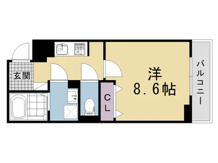 京都市烏丸線 北大路駅 徒歩24分 3階建 新築(1K/2階)の間取り写真