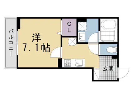 京都市烏丸線 北大路駅 徒歩24分 3階建 新築(1K/2階)の間取り写真