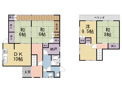 近鉄京都線 伊勢田駅 徒歩18分 2階建 築50年(4LDK)の間取り写真