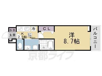 京都市東西線 椥辻駅 徒歩14分 3階建 新築(1K/1階)の間取り写真