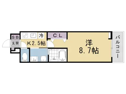 京都市東西線 椥辻駅 徒歩14分 3階建 新築(1K/2階)の間取り写真