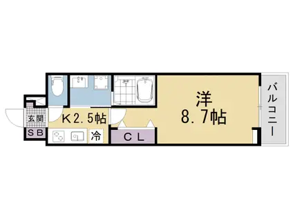 京都市東西線 椥辻駅 徒歩14分 3階建 新築(1K/3階)の間取り写真