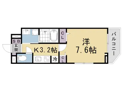 京都市東西線 椥辻駅 徒歩14分 3階建 新築(1K/3階)の間取り写真