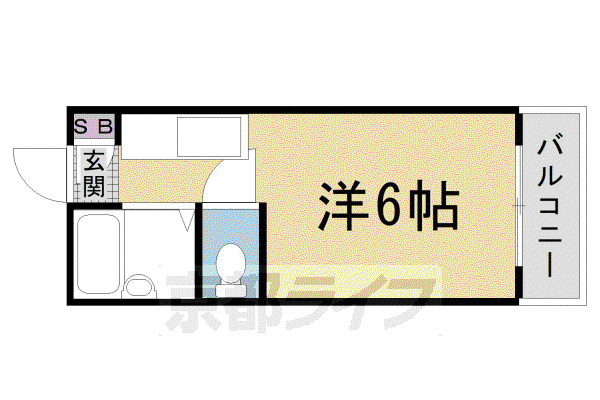 山陰本線 太秦駅(ＪＲ) 徒歩2分 3階建 築42年(1K/1階)の間取り写真