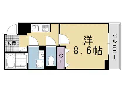 京都市烏丸線 北大路駅 徒歩24分 3階建 新築(1K/1階)の間取り写真