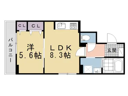 京都市烏丸線 北大路駅 徒歩24分 3階建 新築(1LDK/2階)の間取り写真