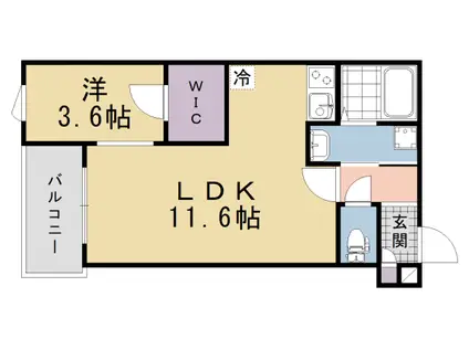 京阪電気鉄道宇治線 観月橋駅 徒歩11分 3階建 新築(1LDK/2階)の間取り写真