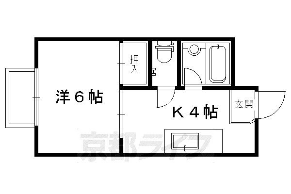 京福北野線 北野白梅町駅 徒歩15分 2階建 築39年(1K/1階)の間取り写真