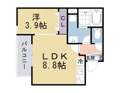 京都市東西線 椥辻駅 徒歩13分 3階建 新築(1LDK/1階)の間取り写真