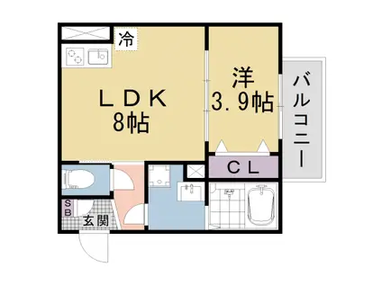 京都市東西線 椥辻駅 徒歩13分 3階建 新築(1LDK/2階)の間取り写真