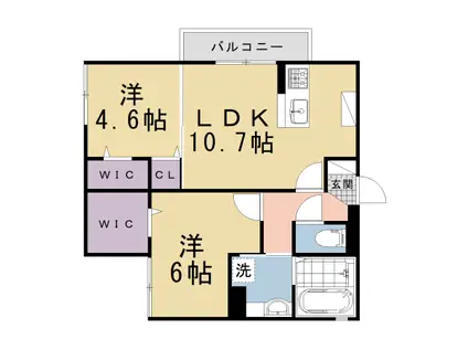 京都市烏丸線 北大路駅 徒歩5分 3階建 築1年(2LDK/3階)の間取り写真