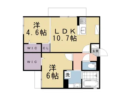 京都市烏丸線 北大路駅 徒歩5分 3階建 築1年(2LDK/1階)の間取り写真