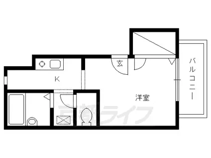 山陰本線 花園駅(京都) 徒歩7分 2階建 築30年(1K/1階)の間取り写真