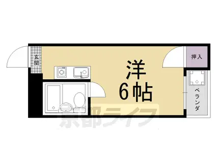 山陰本線 太秦駅(ＪＲ) 徒歩10分 4階建 築46年(1K/3階)の間取り写真