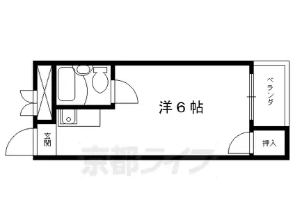 山陰本線 太秦駅(ＪＲ) 徒歩10分 4階建 築46年(1K/3階)の間取り写真