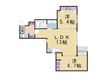 京都市烏丸線 四条駅(京都市営) 徒歩11分 4階建 築1年(2LDK/4階)の間取り写真
