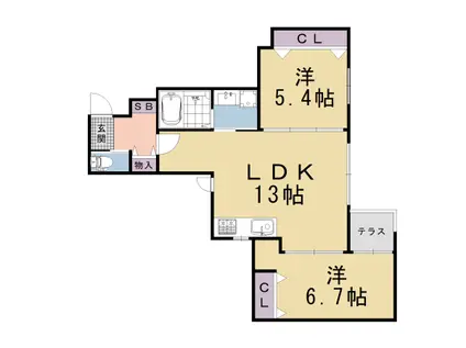 京都市烏丸線 四条駅(京都市営) 徒歩11分 4階建 築1年(2LDK/1階)の間取り写真