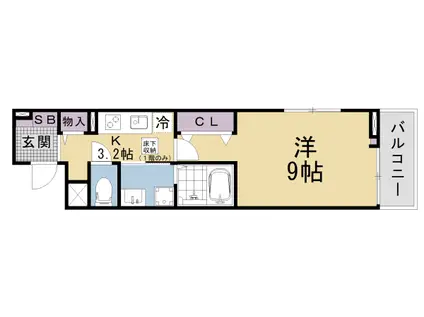 東海道本線 山科駅 徒歩7分 2階建 新築(1K/1階)の間取り写真