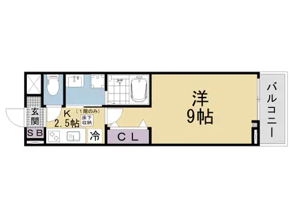 東海道本線 山科駅 徒歩7分 2階建 新築(1K/1階)の間取り写真